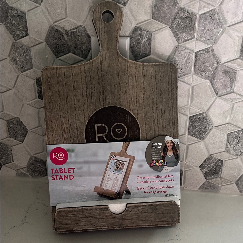 Rosanna Wooden Tablet Stand with Pink Accent